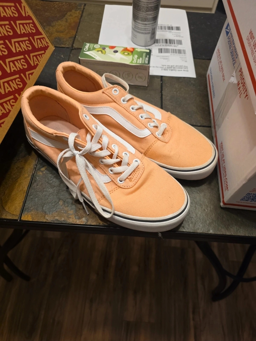 Vans Peach Canvas Old Skool Sneakers with White Stripe